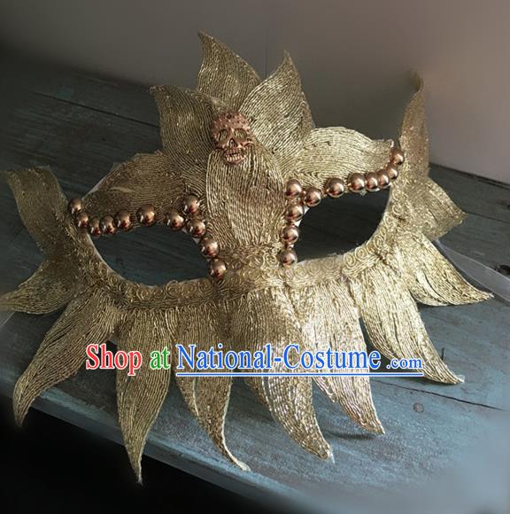 Top Halloween Accessories Brazilian Carnival Catwalks Golden Face Masks for Women