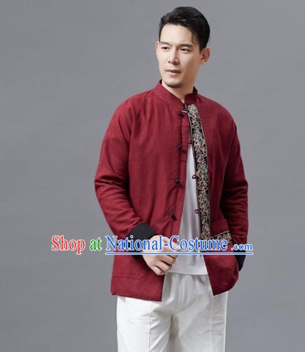 Chinese Traditional Costume Tang Suits Red Jacket National Mandarin Shirts for Men