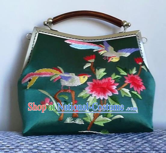 Chinese Traditional Embroidered Peony Handbag Handmade Embroidery Craft