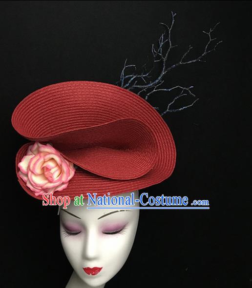 Top Halloween Catwalks Hair Accessories Brazilian Carnival Red Top Hat Headdress for Women