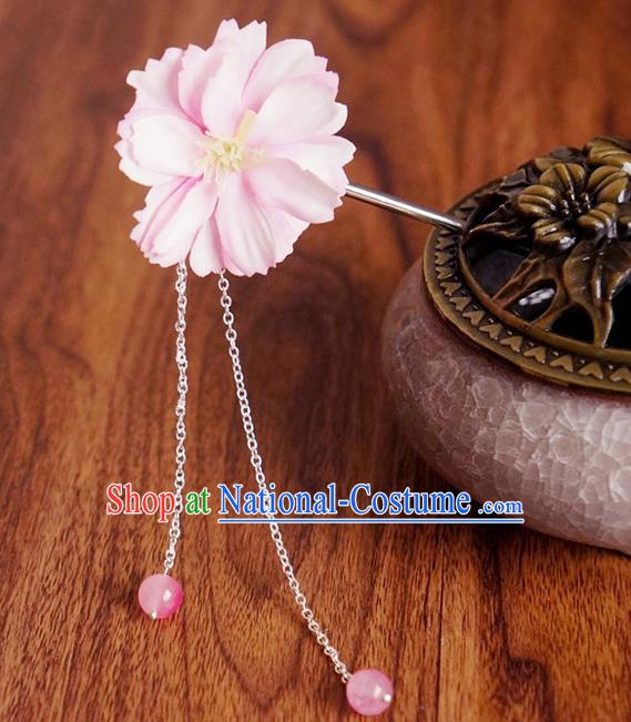Chinese Ancient Song Dynasty Princess Pink Peach Flower Hairpins Traditional Hanfu Court Hair Accessories for Women