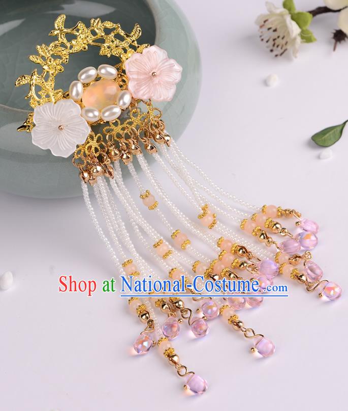Chinese Ancient Tang Dynasty Princess Pearls Hair Claw Hairpins Traditional Hanfu Court Hair Accessories for Women