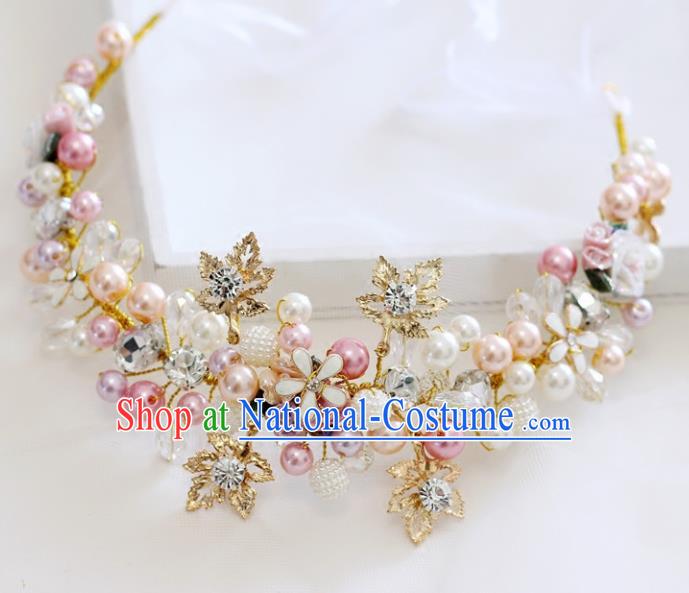 Handmade Baroque Princess Pearls Crystal Royal Crown Children Hair Clasp Hair Accessories for Kids