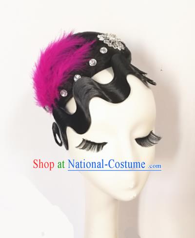 Traditional Chinese Classical Dance Flowers of Shanghai Hair Accessories Water Sleeve Dance Wig Chignon Headdress for Women