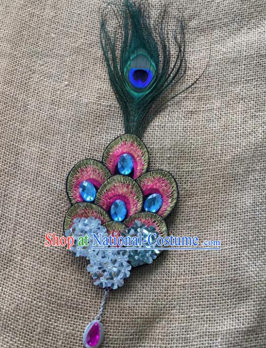 Chinese Traditional Dai Ethnic Hair Claw Hair Accessories Minority Nationality Peacock Dance Embroidered Headwear for Women