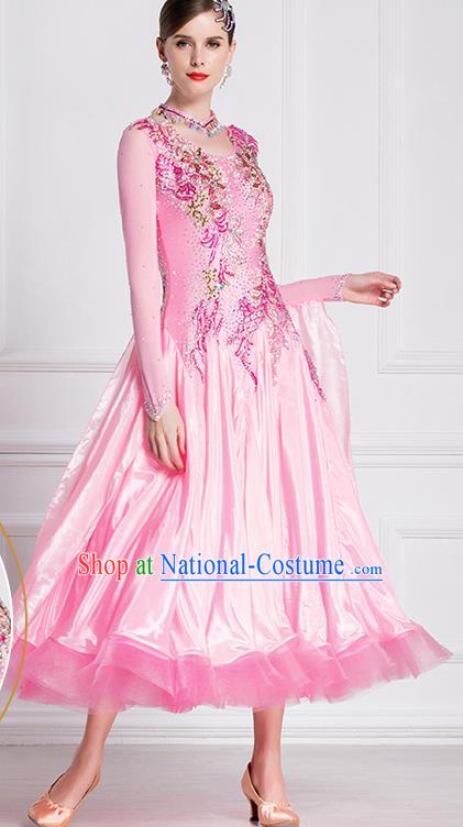 Top Grade Waltz Dance Pink Dress Ballroom Dance Modern Dance International Dance Costume for Women