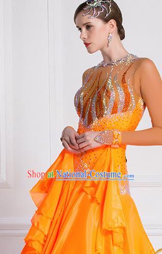 Top Grade Waltz Dance Orange Dress Ballroom Dance Modern Dance International Dance Costume for Women