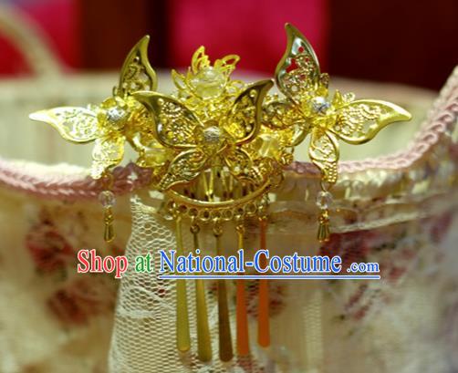 Chinese Traditional Ancient Court Queen Butterfly Hair Comb Hairpins Classical Hanfu Hair Accessories for Women