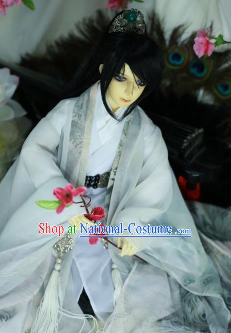 Traditional Chinese Cosplay Prince Swordsman White Clothing Ancient Nobility Childe Costume for Men