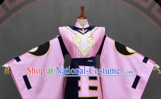Customize Chinese Traditional Cosplay Taoist Priest Pink Costumes Ancient Swordsman Clothing for Men