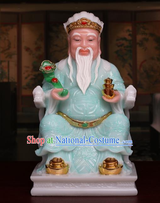 Chinese Traditional Religious Supplies Feng Shui Green Marble Taoism Gnome Statue Decoration