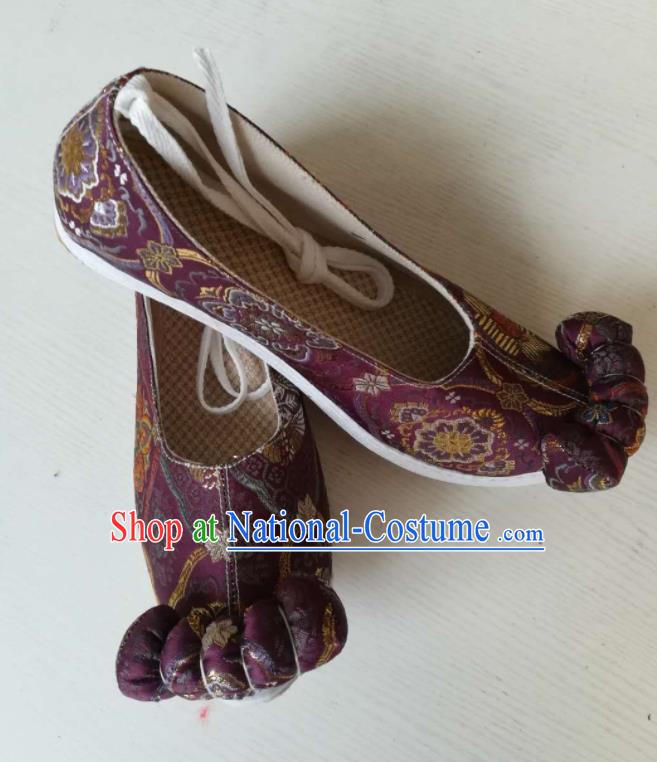 Asian Chinese Traditional Shoes Ancient Song Dynasty Purple Shoes Hanfu Shoes for Women