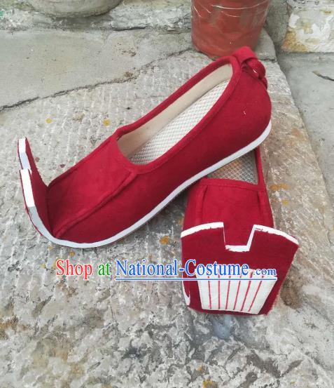 Asian Chinese Traditional Hanfu Shoes Ancient Han Dynasty Bridegroom Red Shoes for Men