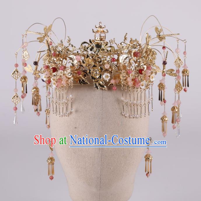 Chinese Ancient Palace Hair Accessories Traditional Wedding Hanfu Hairpins Tassel Phoenix Coronet for Women
