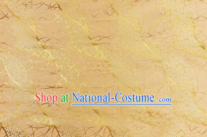 Asian Traditional Classical Sakura Pattern Yellow Tapestry Satin Nishijin Brocade Fabric Japanese Kimono Silk Material