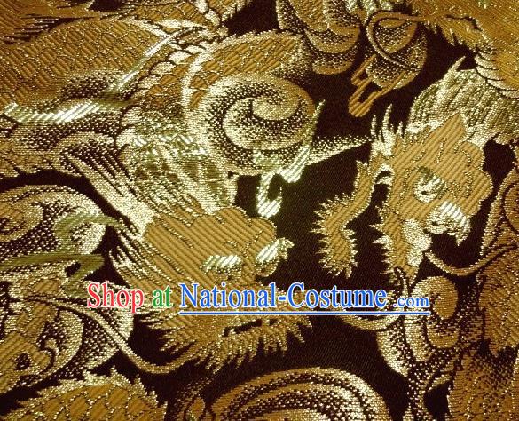 Asian Japanese Traditional Brocade Fabric Classical Golden Dragons Pattern Baldachin Kimono Tapestry Satin Silk Material