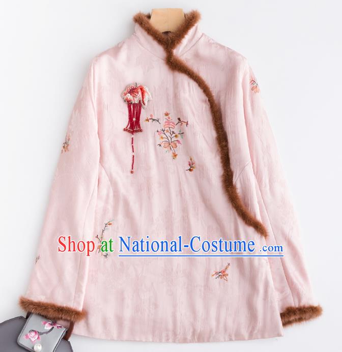 Chinese Traditional Tang Suit Cotton Wadded Jacket National Costume Upper Outer Garment for Women