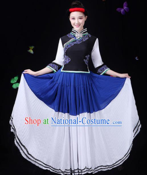 Traditional Chinese Minority Ethnic Dress Yi Nationality Folk Dance Stage Performance Costume for Women