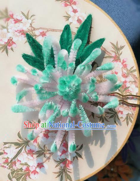 Traditional Chinese Qing Dynasty Velvet Chrysanthemum Hairpins Handmade Ancient Palace Hair Accessories for Women