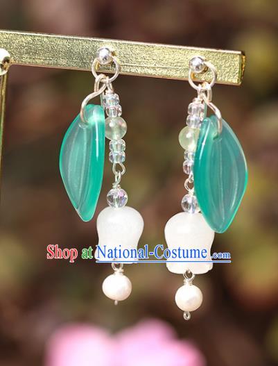 Handmade Chinese Classical Convallariaceae Earrings Ancient Palace Hanfu Ear Accessories for Women