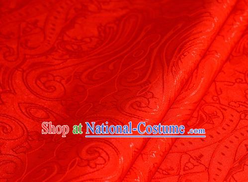 Chinese Traditional Hanfu Royal Palace Pattern Red Brocade Material Cheongsam Classical Fabric Satin Silk Fabric