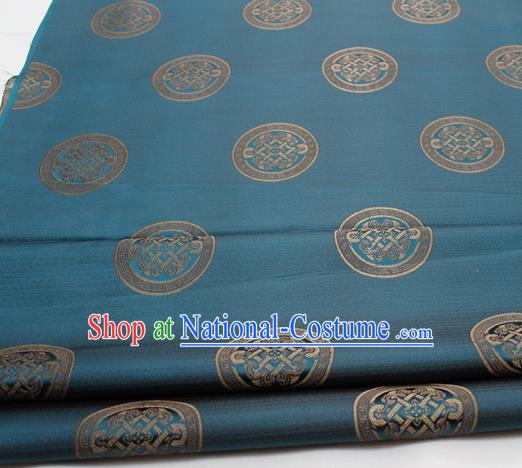 Chinese Traditional Tang Suit Fabric Royal Lucky Pattern Blue Brocade Material Hanfu Classical Satin Silk Fabric
