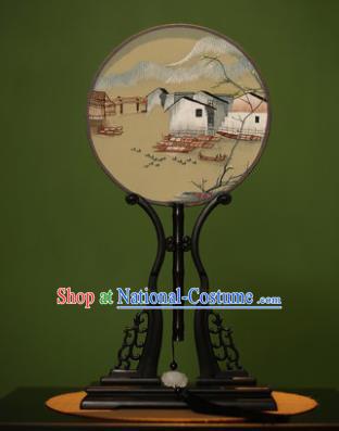 Handmade Chinese Traditional Double Side Silk Round Fan Classical Embroidered Palace Fans for Women