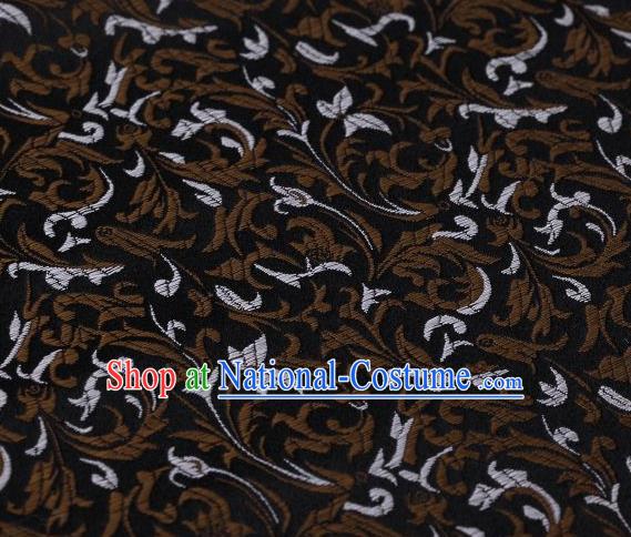 Chinese Classical Scroll Pattern Design Black Brocade Asian Traditional Hanfu Silk Fabric Tang Suit Fabric Material