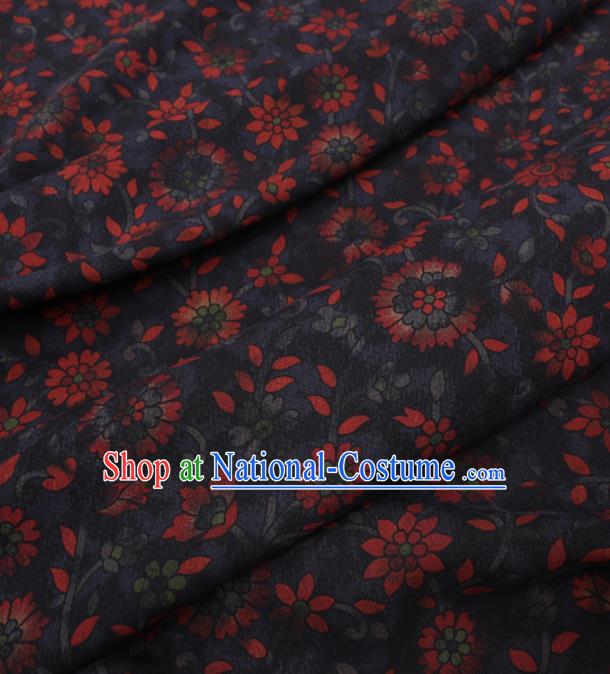 Traditional Chinese Classical Flowers Pattern Design Navy Gambiered Guangdong Gauze Asian Brocade Silk Fabric
