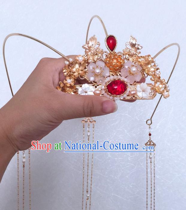 Chinese Handmade Ancient Princess Tassel Hair Crown Hairpins Traditional Hanfu Hair Accessories for Women