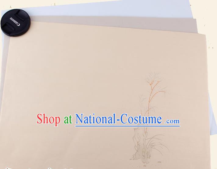 Traditional Chinese Classical Bamboo Stone Pattern Beige Paper Handmade Calligraphy Xuan Paper Craft