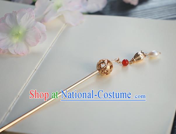 Chinese Classical Hanfu Convallaria Tassel Step Shake Hair Accessories Handmade Ancient Princess Golden Hairpin for Women