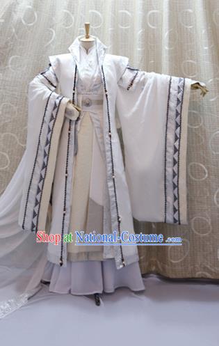 Cosplay Royal Highness Shi Yanwen Costumes Custom China Ancient Swordsman King White Clothing