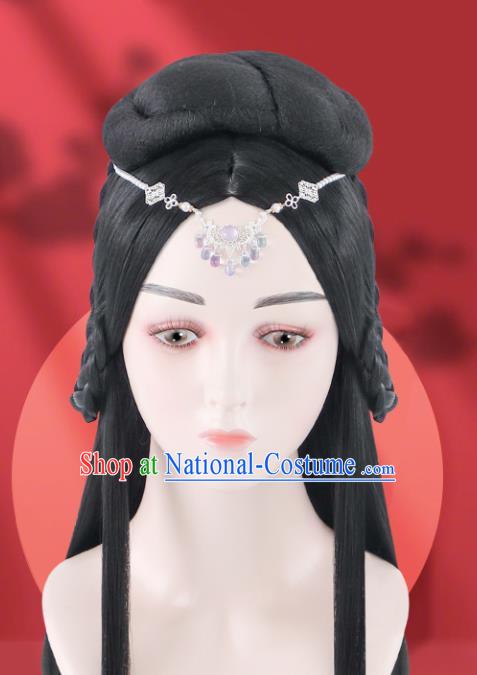 Chinese Jin Dynasty Imperial Consort Wigs Quality Wigs China Best Chignon Wig Ancient Goddess Wig Sheath