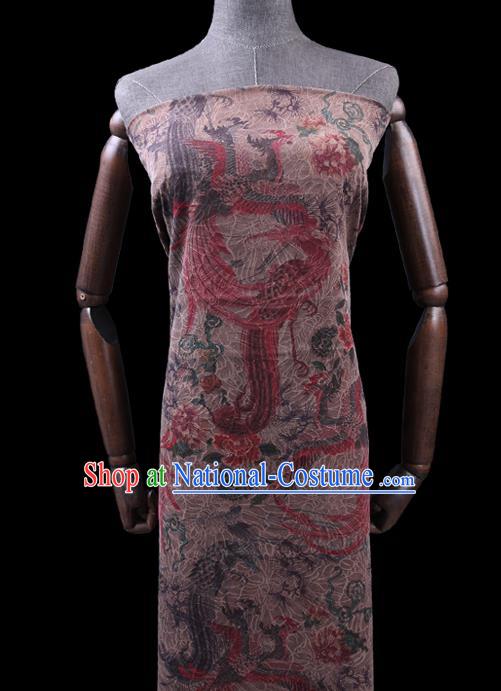 Chinese Classical Phoenix Peony Pattern Silk Drapery Cheongsam Damask Traditional Gambiered Guangdong Gauze Cloth Fabric