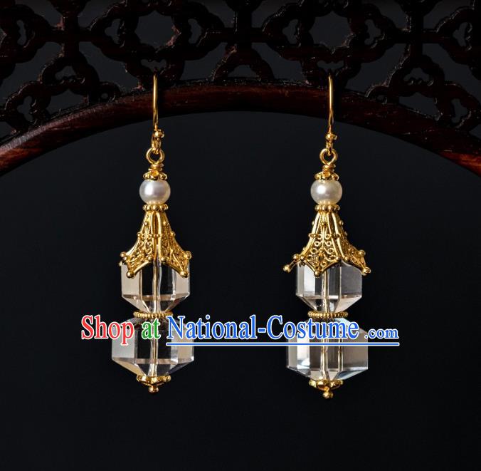 China Traditional Ming Dynasty Ear Jewelry Ancient Ming Dynasty Imperial Concubine Crystal Gourd Earrings