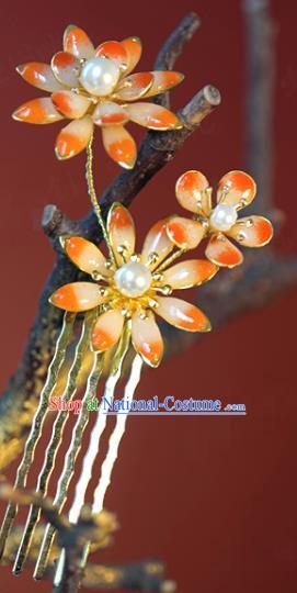 China Traditional Flowers Hair Comb Wedding Xiuhe Suit Hair Accessories Bride Pearls Hairpin Hair Stick