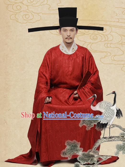 Chinese Ancient Minister Red Hanfu Clothing Traditional Song Dynasty Wedding Costumes for Men