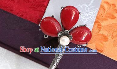 Korean Traditional Wedding Bride Red Hairpins Asian Korea Hanbok Hair Accessories for Women