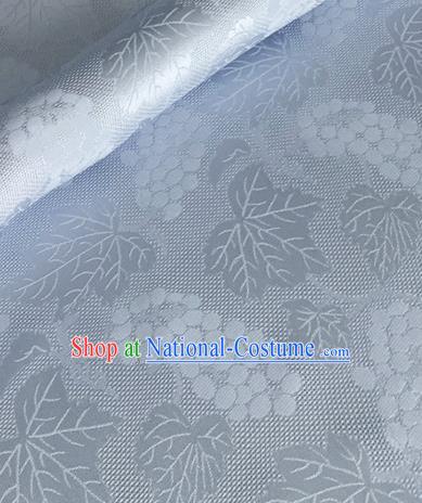 Asian Chinese Classical Maple Leaf Grape Pattern Design Light Blue Brocade Jacquard Fabric Traditional Cheongsam Silk Material
