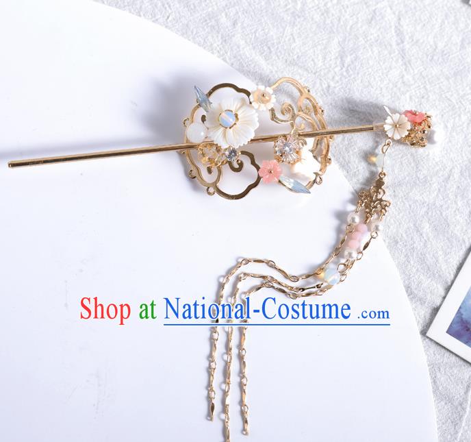 Traditional Handmade Chinese Wedding Shell Flower Hair Crown Hairpins Ancient Bride Hair Accessories for Women