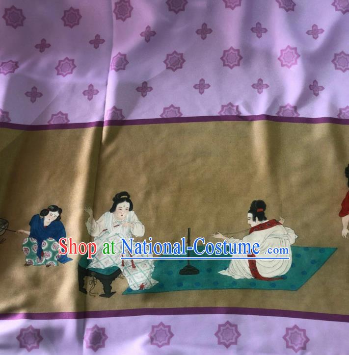 Chinese Traditional Classical Pattern Purple Chiffon Fabric Silk Fabric Hanfu Dress Material