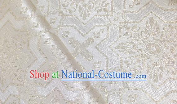 Japanese Traditional Pattern Kimono White Brocade Fabric Tapestry Satin Fabric Nishijin Material