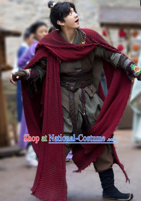 Chinese Ancient Swordsman Pauper Xiao Yuer Clothing Historical Drama Handsome Siblings Costume and Headpiece for Men