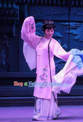 Coriolanus and Du Liniang Chinese Shaoxing Opera Young Female Apparels and Headdress Yue Opera Hua Tan Actress Garment Dress Costumes