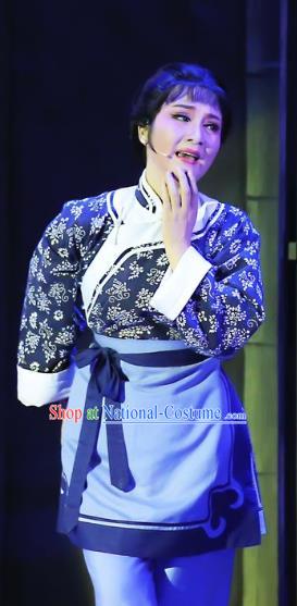 Chinese Shaoxing Opera Country Woman Costumes and Headpieces Mistress Xiang Lin Yue Opera Servant Female Apparels Garment