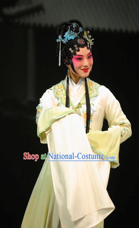 Chinese Kun Opera Patrician Lady Lin Daiyu Dress and Headdress Dream of Red Mansions Kunqu Opera Actress Garment Apparels Costumes