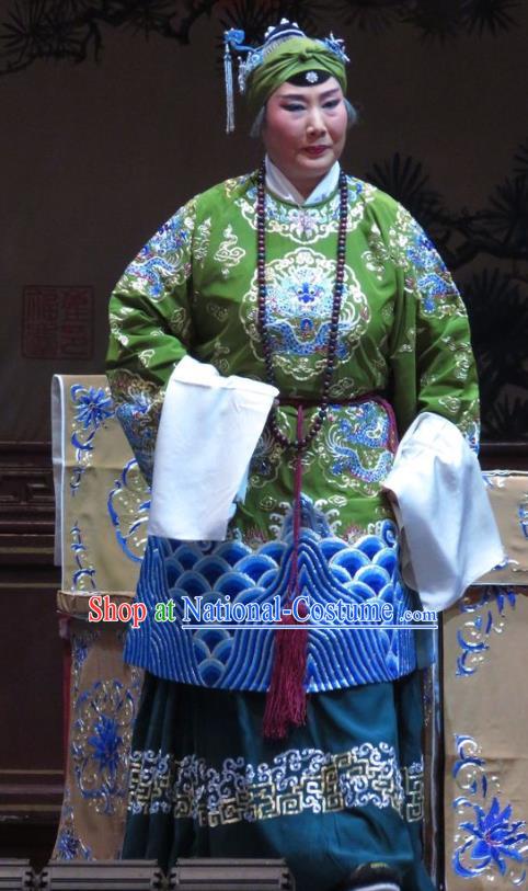 Chinese Ping Opera Laodan Elderly Female Apparels Costumes and Headpieces Jin Yunu Traditional Pingju Opera Dowager Countess Dress Garment