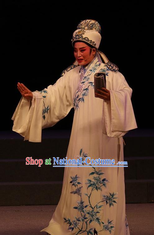 Chinese Yue Opera The Ungrateful Lover Qing Tan Young Male Costumes and Headwear Shaoxing Opera Apparels Clothing Scholar Wang Kui Garment