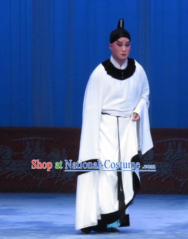 Zhou Ren Xian Sao Chinese Ping Opera Xiaosheng Costumes and Headwear Pingju Opera Young Male Zhou Ren White Apparels Clothing